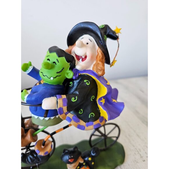 Frankenstein witch bicycle Halloween statue figurine cat funny decor cute shabby - Picture 3 of 10